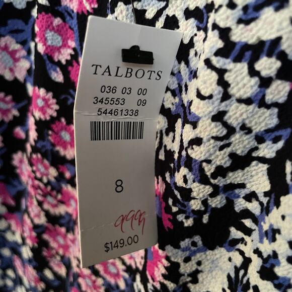 Talbots Floral Flowy Midi Dress Long Sleeve A-Line Casual Classic Size 8 NWT NEW - Picture 7 of 8